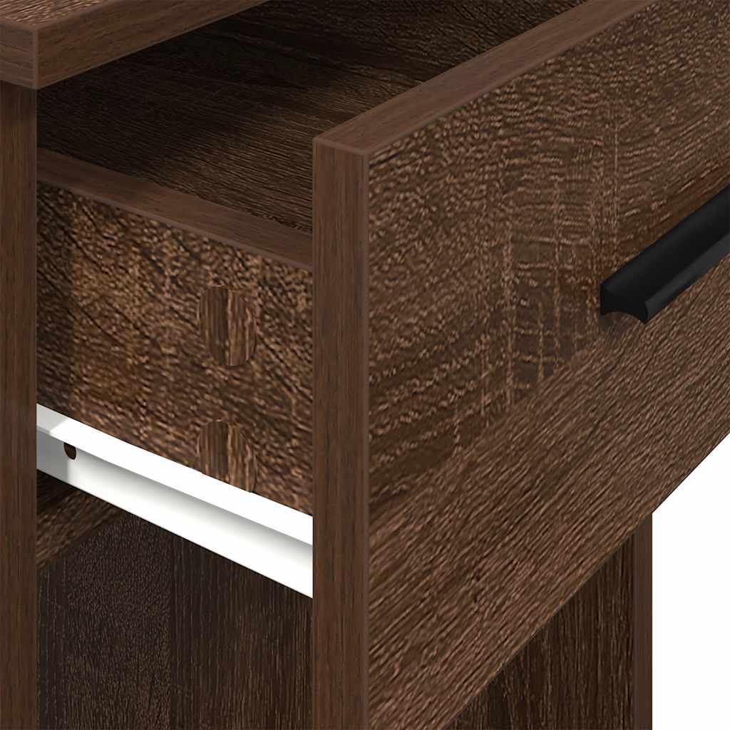 vidaXL Computer Tower Stand with Drawer Brown Oak 35x45x77 cm