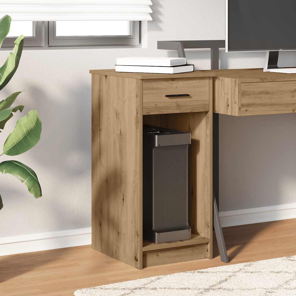 vidaXL Computer Tower Stand with Drawer Artisan Oak 35x45x77 cm