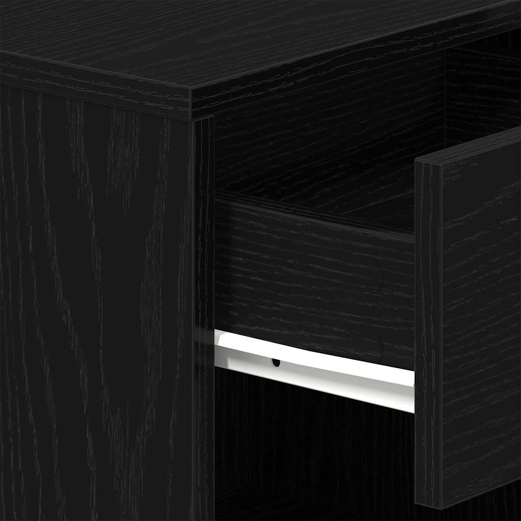 Bedside Cabinet with Drawer Black 39x28x41 cm