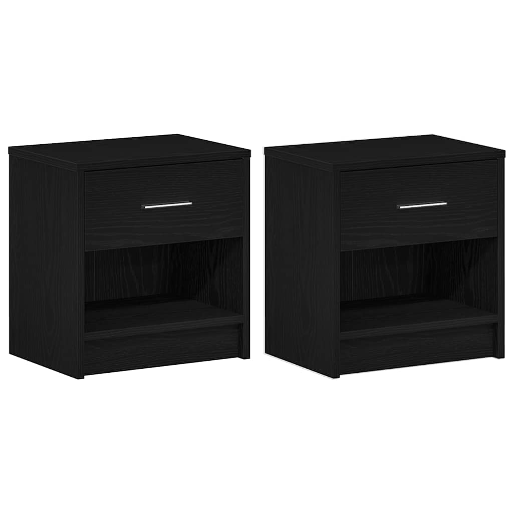 Bedside Cabinets 2 pcs with Drawer Black 39x28x41 cm