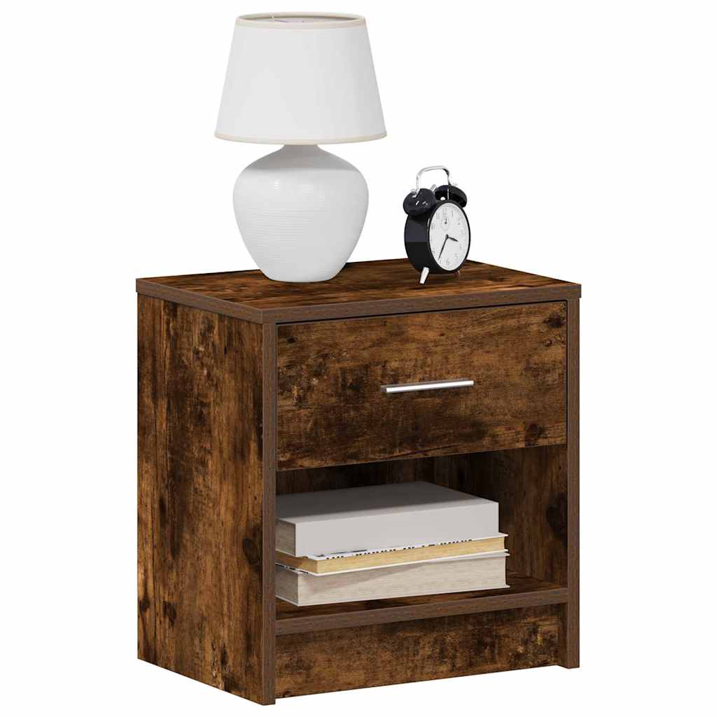 Bedside Cabinet with Drawer Smoked Oak 39x28x41 cm