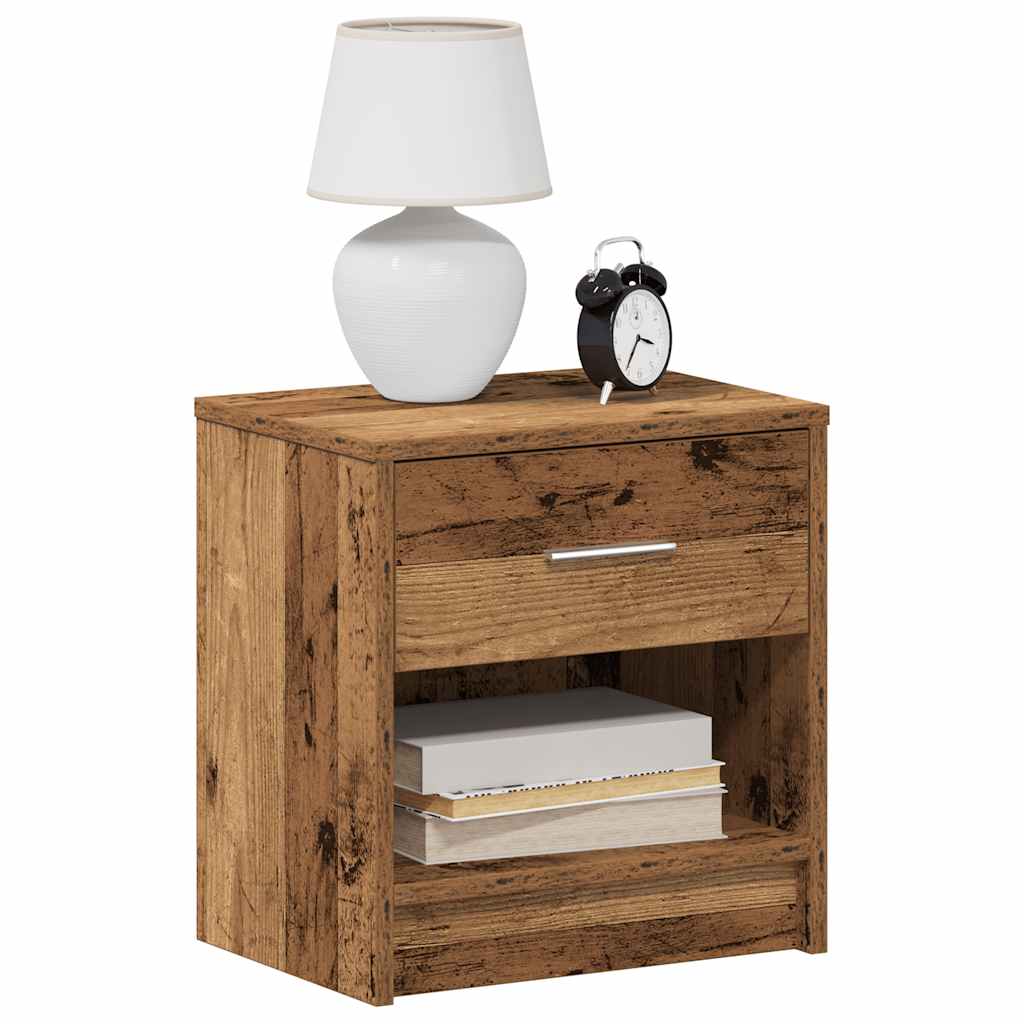 Bedside Cabinet with Drawer Old Wood 39x28x41 cm