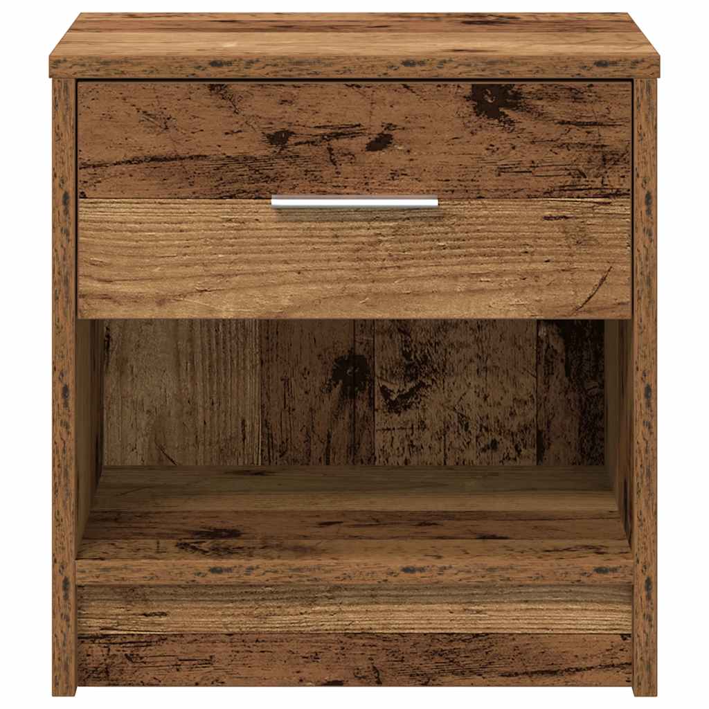 Bedside Cabinet with Drawer Old Wood 39x28x41 cm