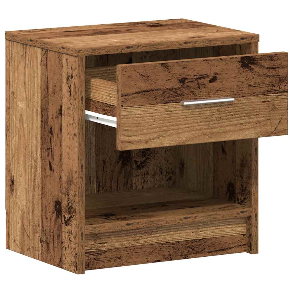 Bedside Cabinet with Drawer Old Wood 39x28x41 cm