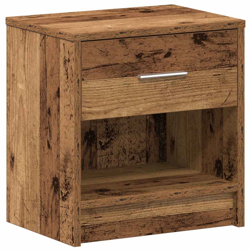 Bedside Cabinet with Drawer Old Wood 39x28x41 cm