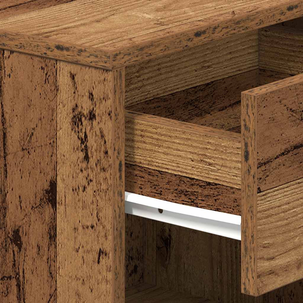 Bedside Cabinet with Drawer Old Wood 39x28x41 cm