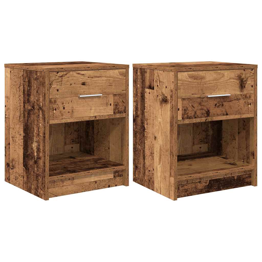 Bedside Cabinets 2 pcs with Drawer Old Wood 40x34x50 cm