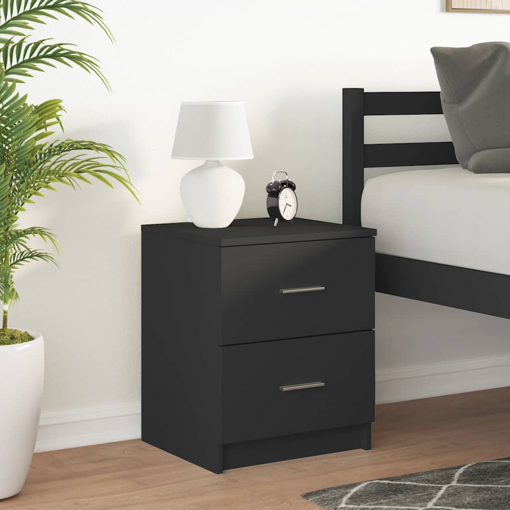 Bedside Cabinet with 2 Drawers Black 40x36x50 cm