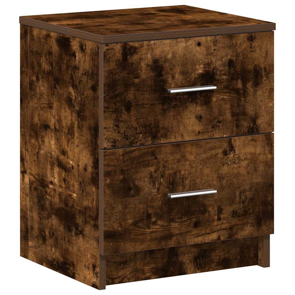Bedside Cabinet with 2 Drawers Smoked Oak 40x36x50 cm