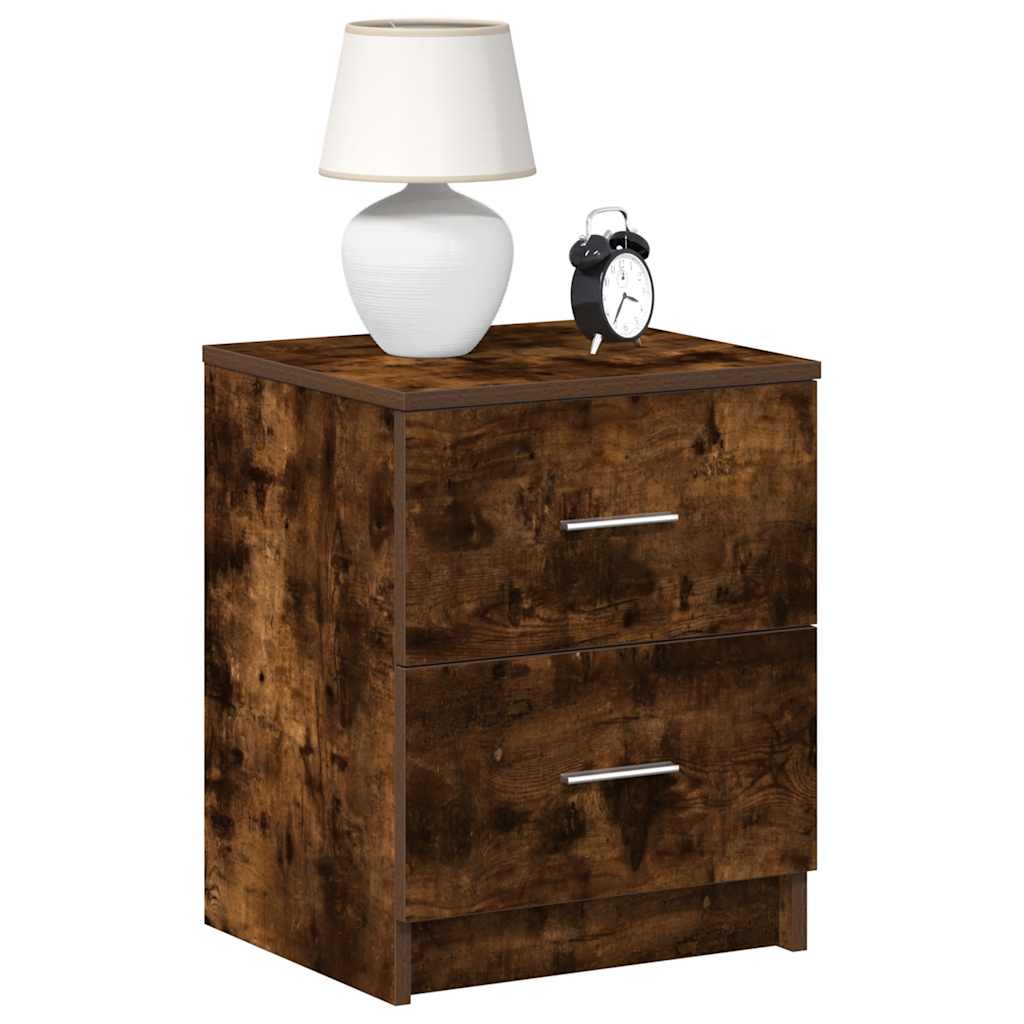 Bedside Cabinet with 2 Drawers Smoked Oak 40x36x50 cm