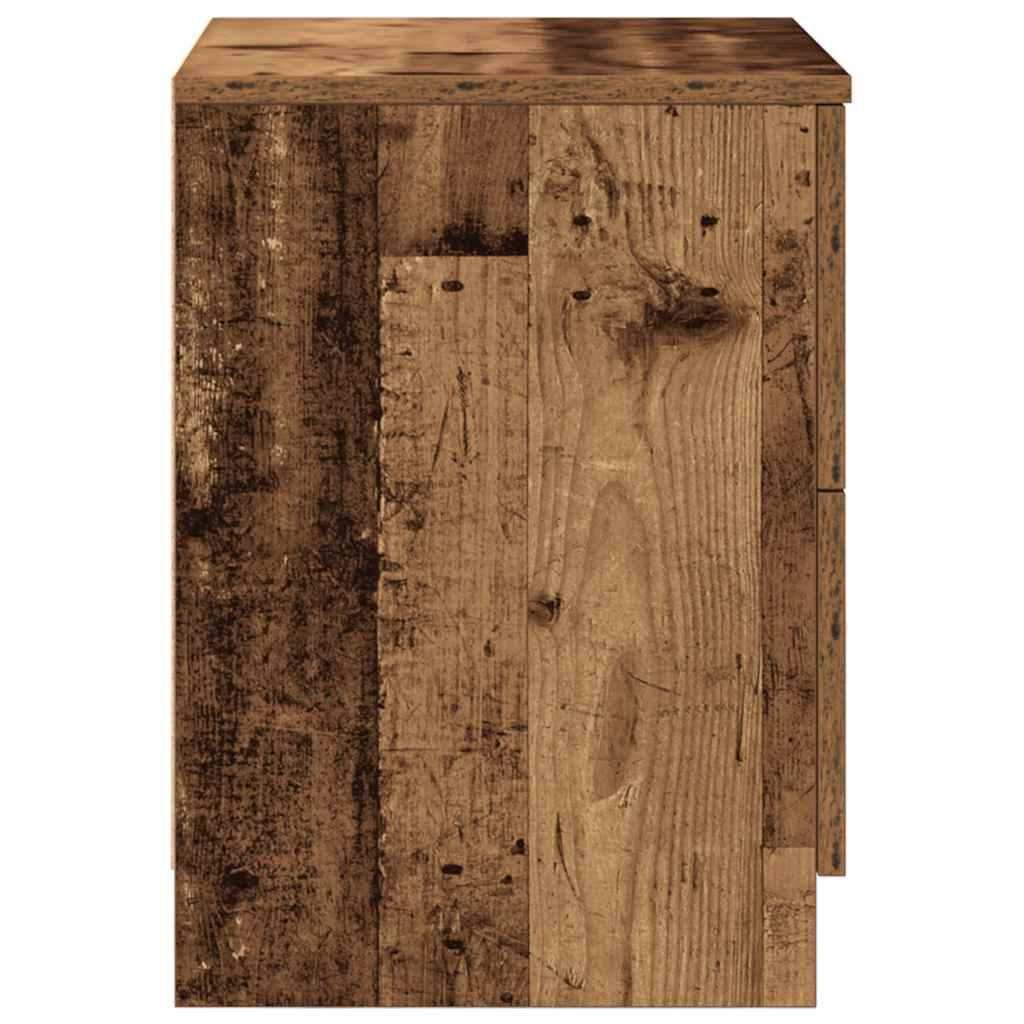 Bedside Cabinet with 2 Drawers Old Wood 40x36x50 cm