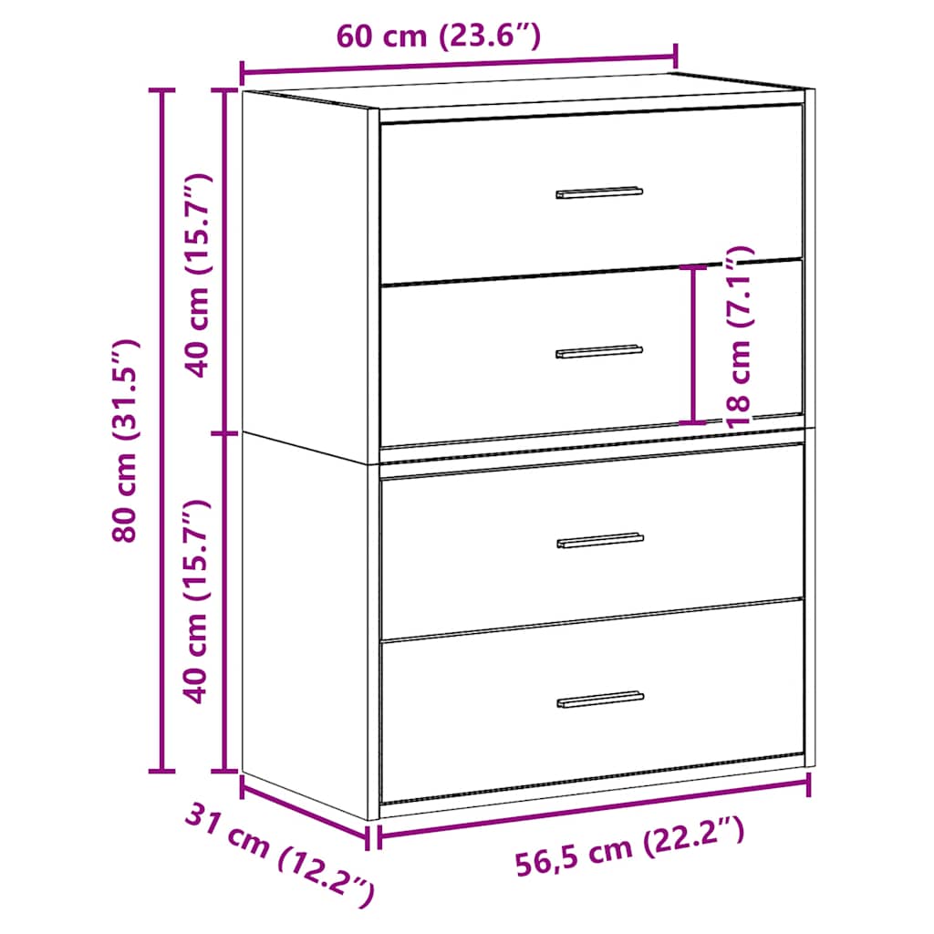 Cabinets with 2 Drawers 2 pcs Sonoma Oak 60x31x40 cm Engineered Wood