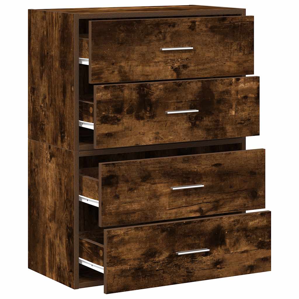 Cabinets with 2 Drawers 2 pcs Smoked Oak 60x31x40 cm Engineered Wood