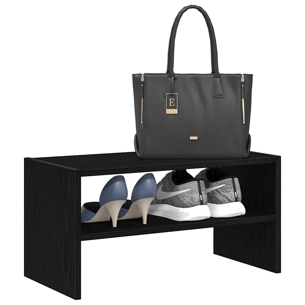 Shoe Rack Stackable Black Oak 60x30x30.5 cm