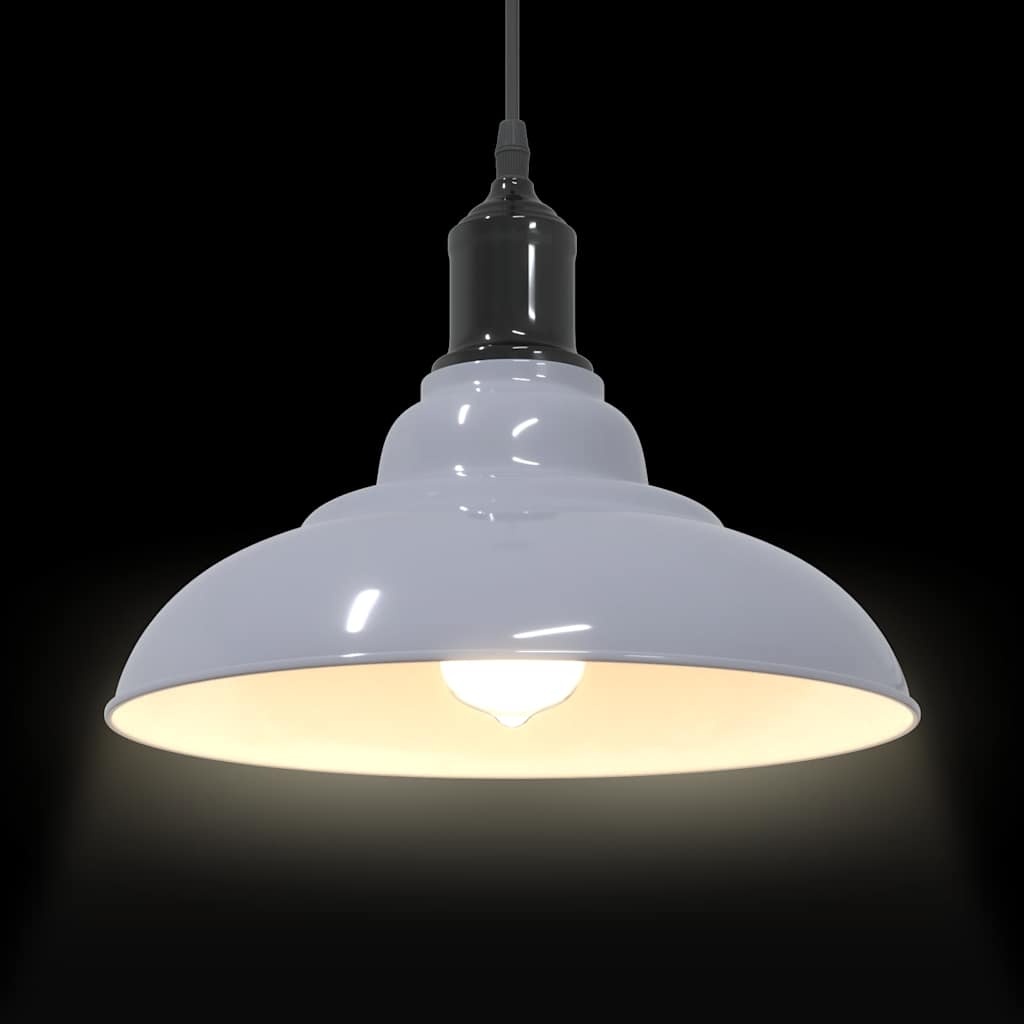 Pendant Lamp Height Adjustable E27 Gloss Grey Ø 31 cm Metal