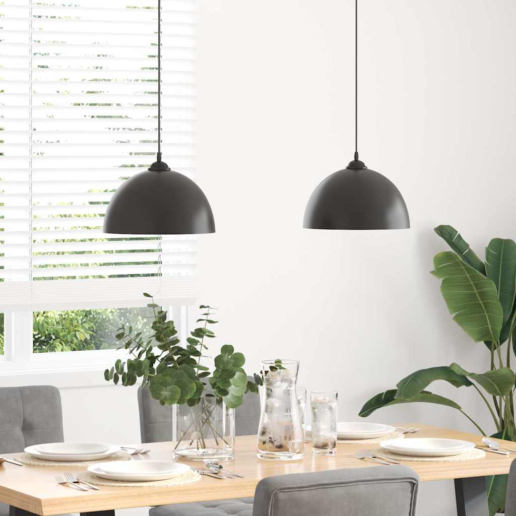 Pendant Lamps 2 pcs Height Adjustable E27 Black Ø 30 cm Metal