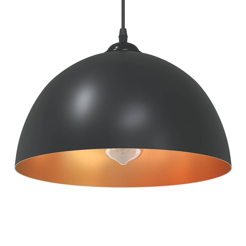Pendant Lamps 2 pcs Height Adjustable E27 Black Ø 30 cm Metal
