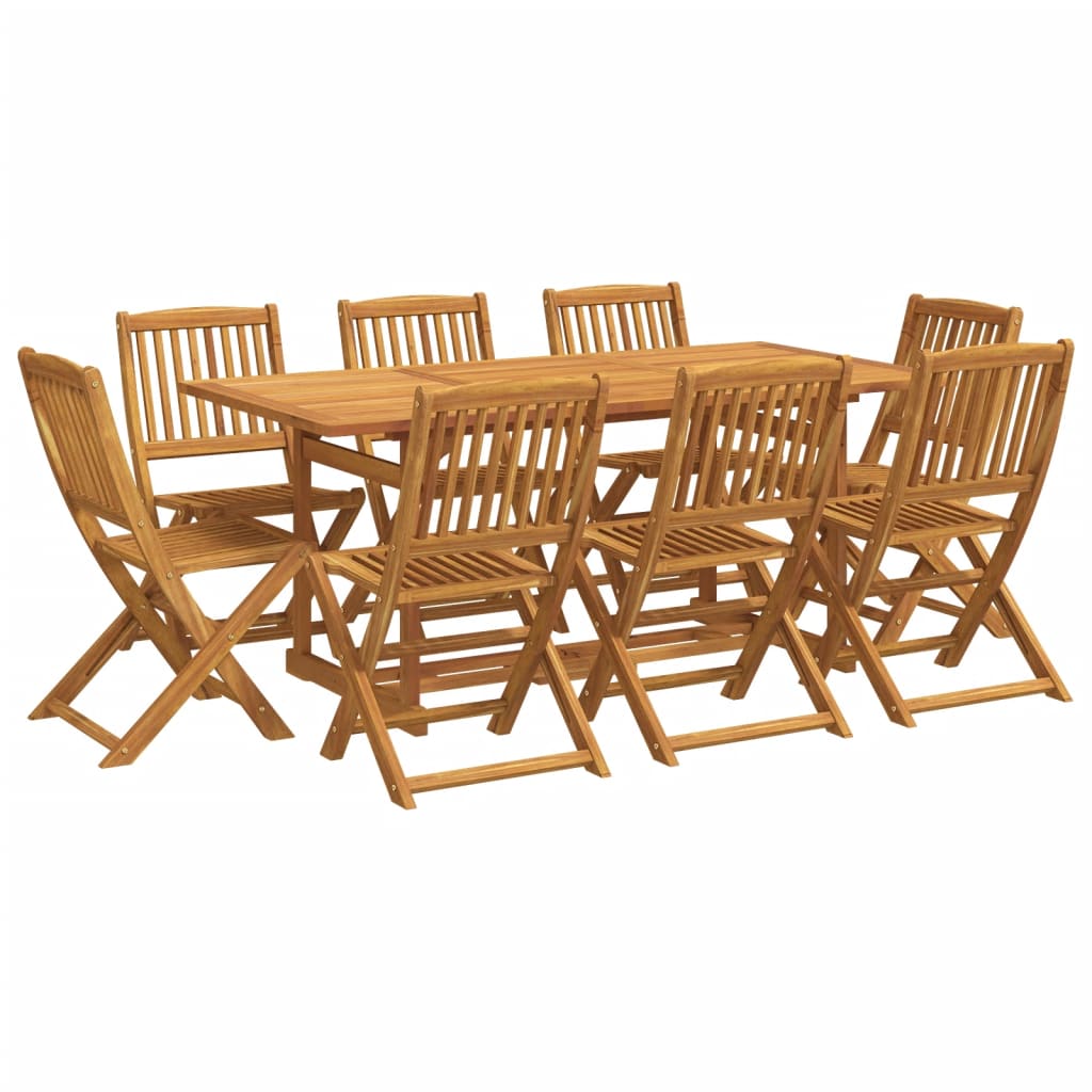 9 Piece Garden Dining Set 180x90x75 cm Solid Wood Acacia