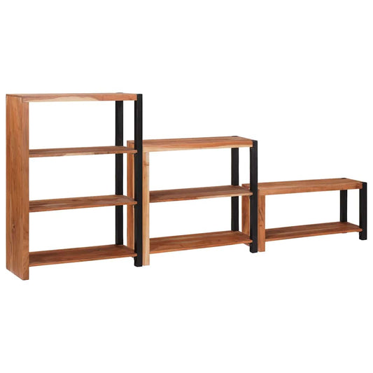 Bookshelf 6-Tier 3 pcs 80 x 30 x 110 cm Solid Acacia Wood Brown