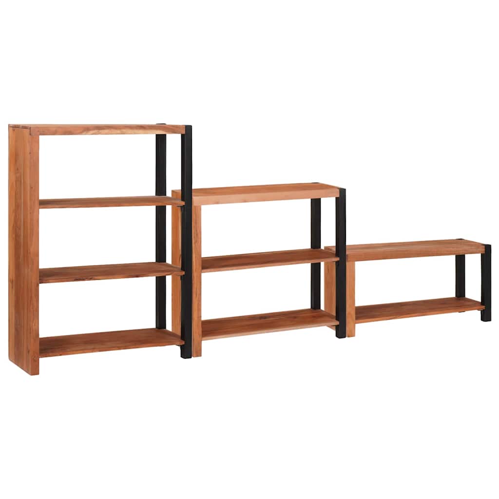 Bookshelf 3 pcs Brown 80 x 30 x 110 cm Solid Acacia Wood