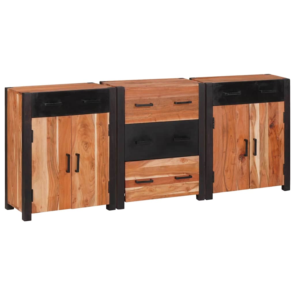 Sideboard 3 pcs Brown 165 x 30 x 75 cm Solid Acacia Wood