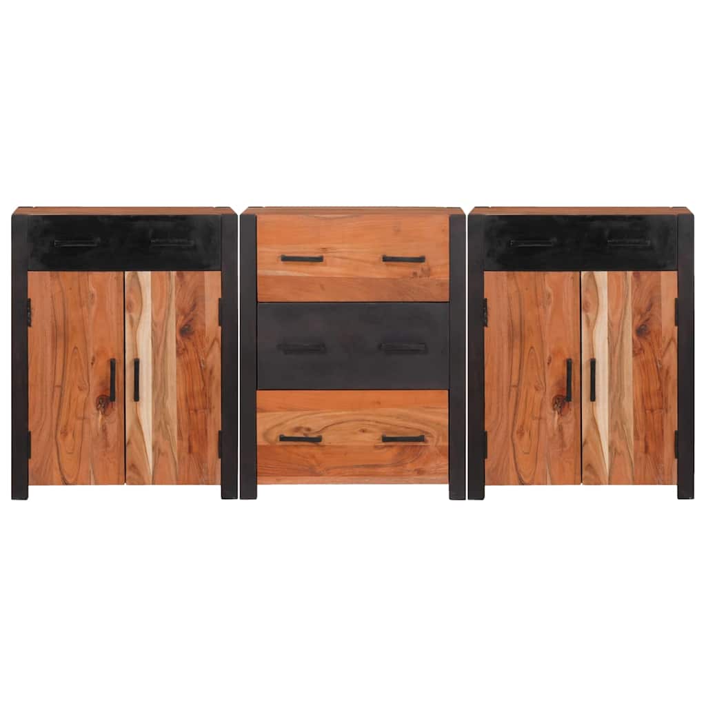 Sideboard 3 pcs Brown 165 x 30 x 75 cm Solid Acacia Wood