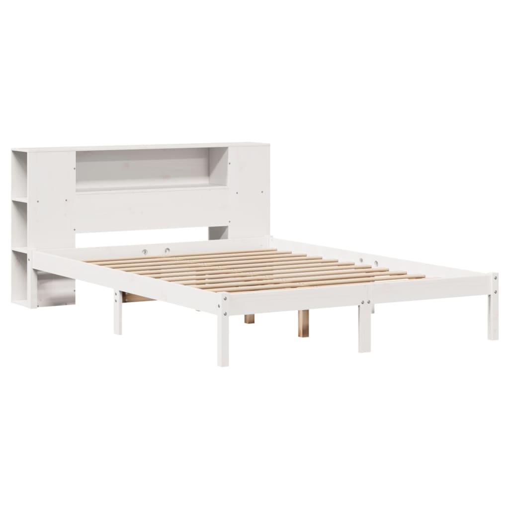 vidaXL Bookcase Bed without Mattress White 150x200 cm King Size Solid Wood Pine