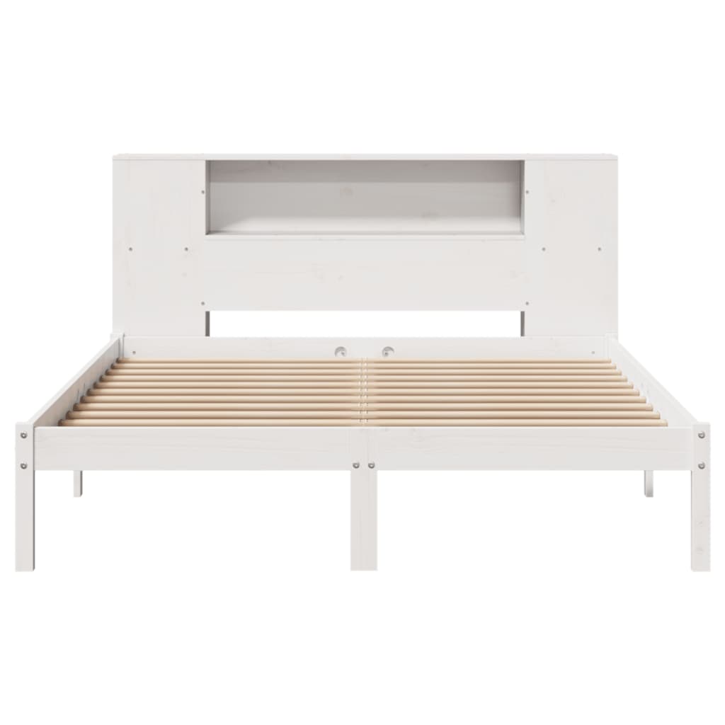 vidaXL Bookcase Bed without Mattress White 150x200 cm King Size Solid Wood Pine