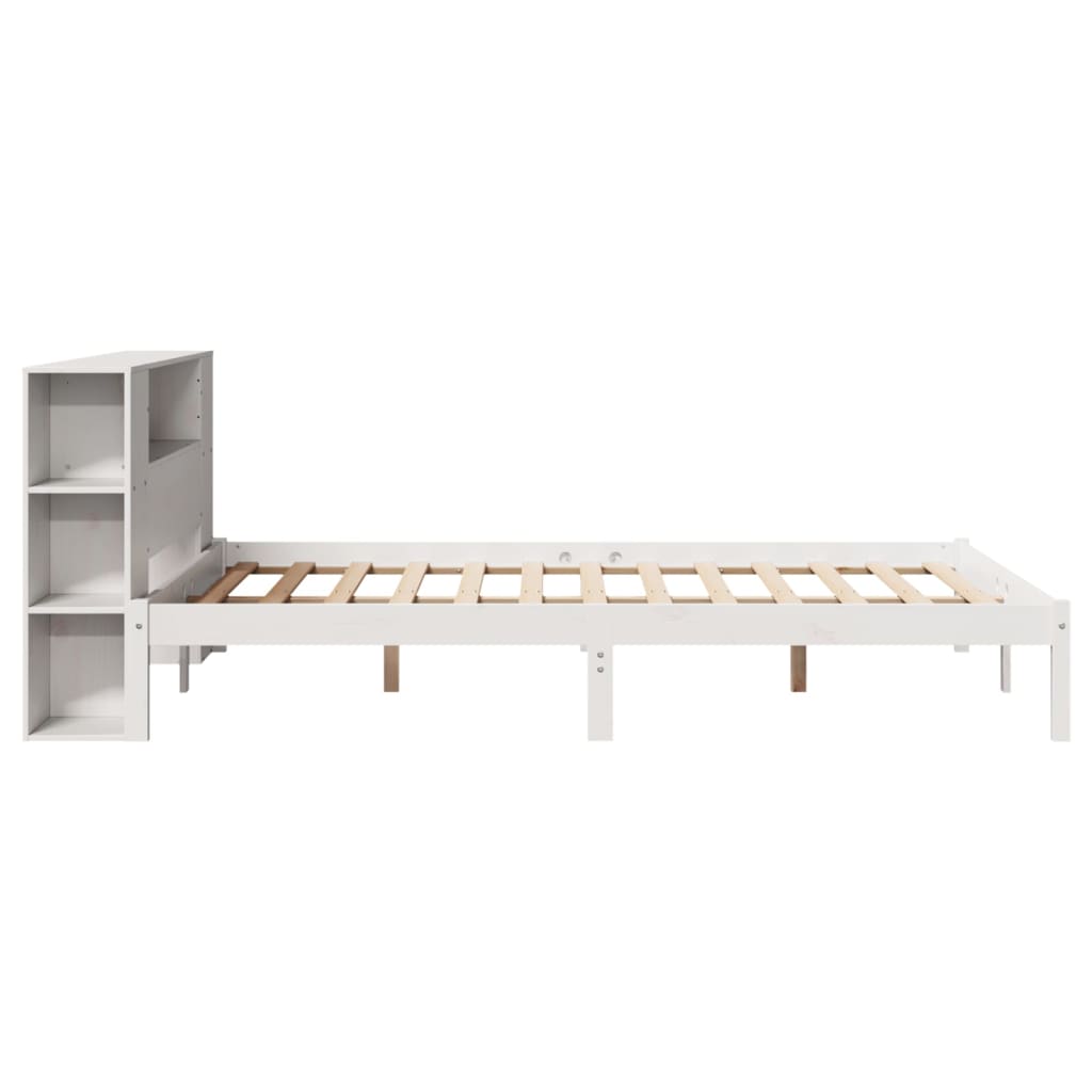 vidaXL Bookcase Bed without Mattress White 150x200 cm King Size Solid Wood Pine