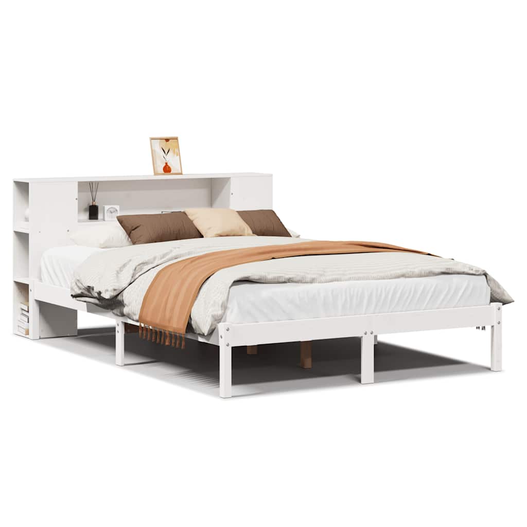 Bookcase Bed without Mattress White 160x200 cm Solid Wood Pine