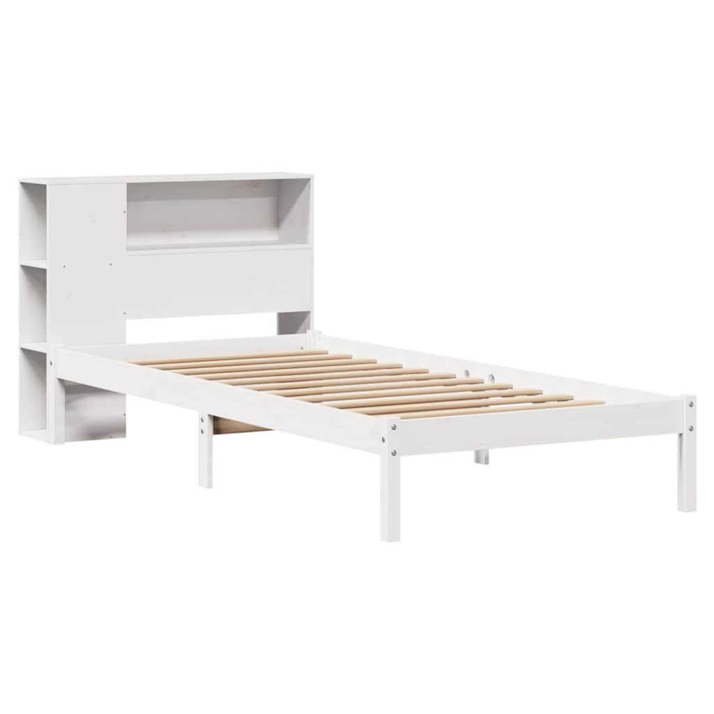 Bookcase Bed without Mattress White 75x190 cm Small Single Solid Wood Pine
