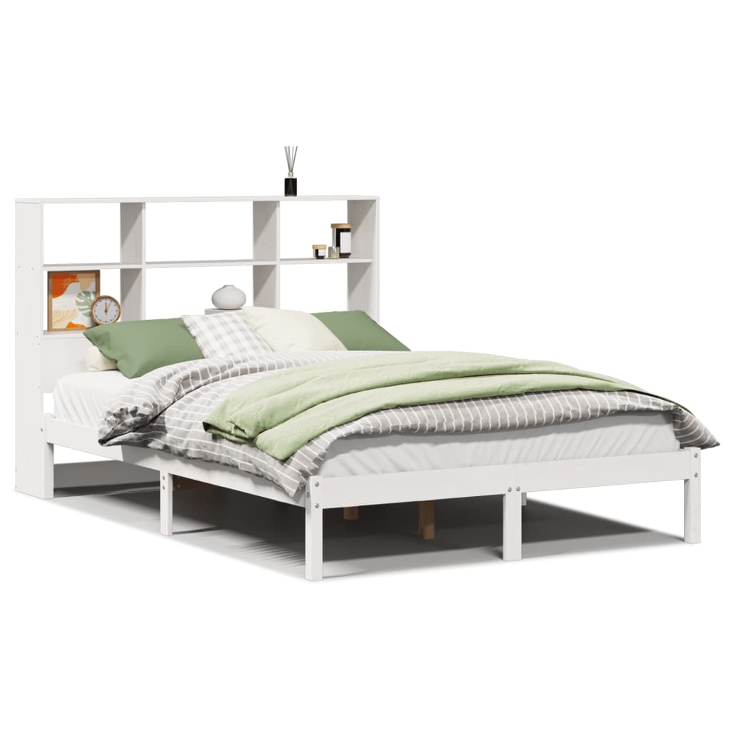 Bookcase Bed without Mattress White 140x200 cm Solid Wood Pine