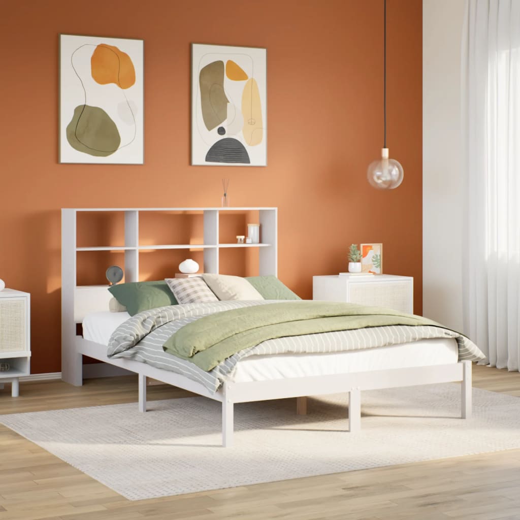 Bookcase Bed without Mattress White 140x200 cm Solid Wood Pine