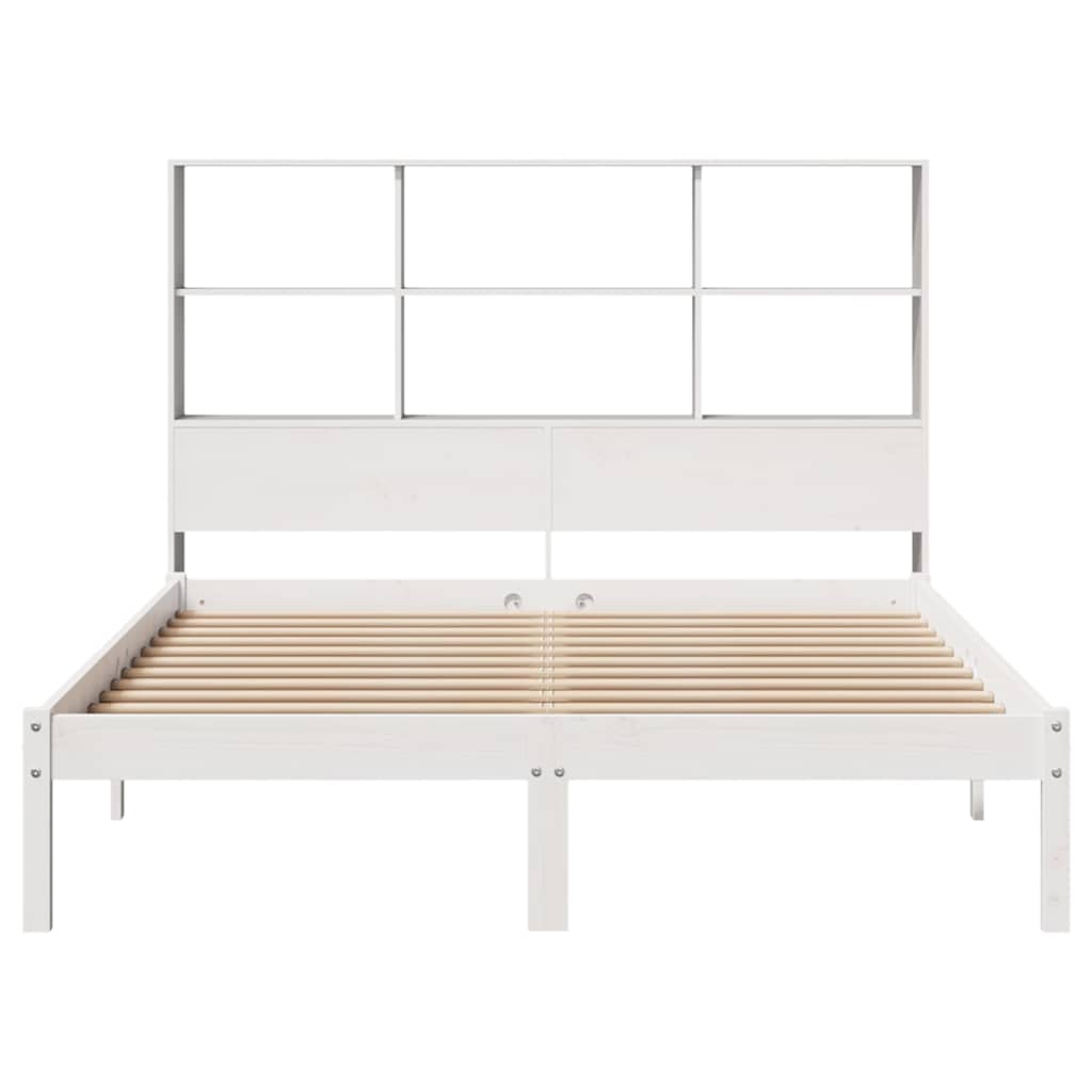 Bookcase Bed without Mattress White 160x200 cm Solid Wood Pine