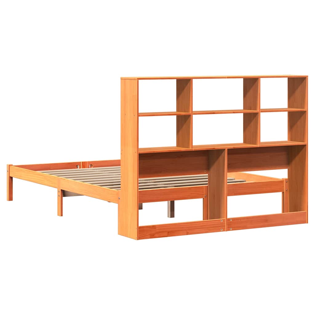 Bookcase Bed without Mattress Wax Brown 140x190 cm Solid Wood Pine