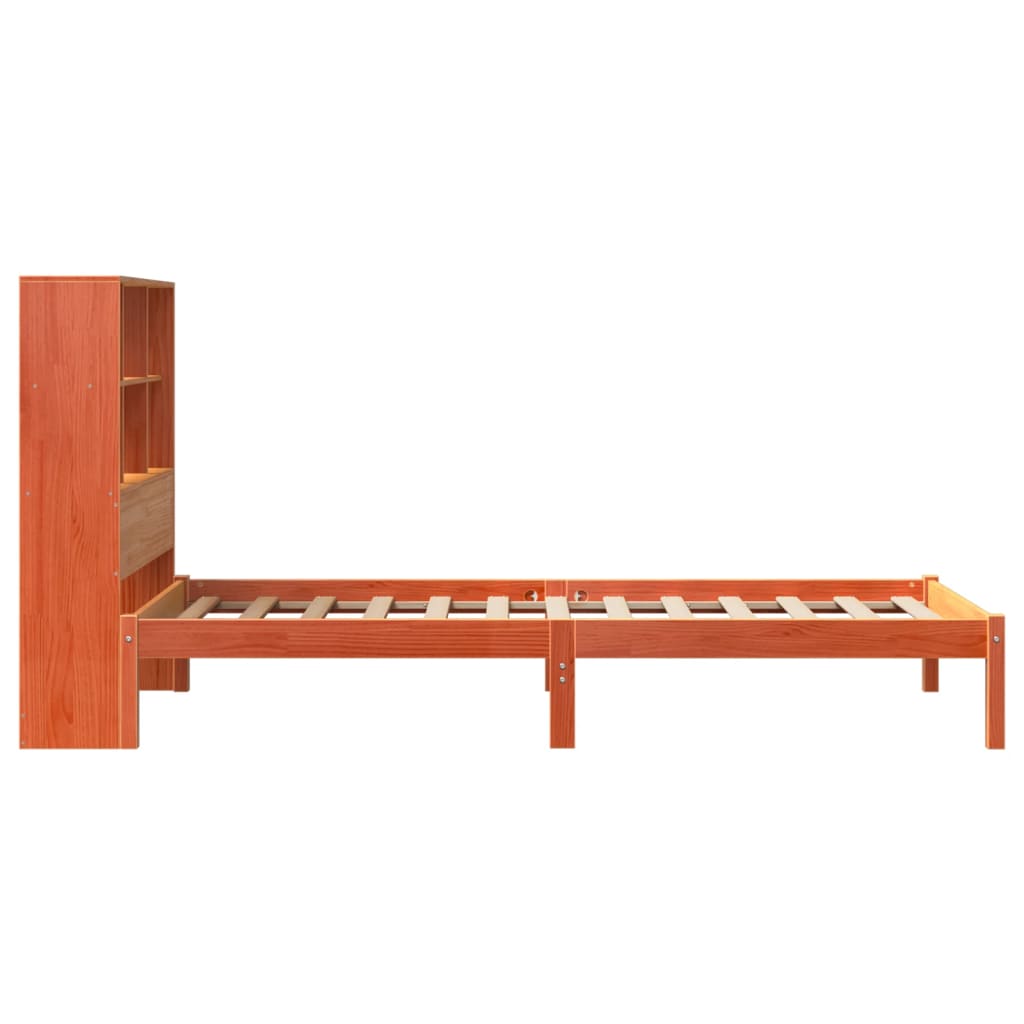 Bookcase Bed without Mattress Wax Brown 100x200 cm Solid Wood Pine