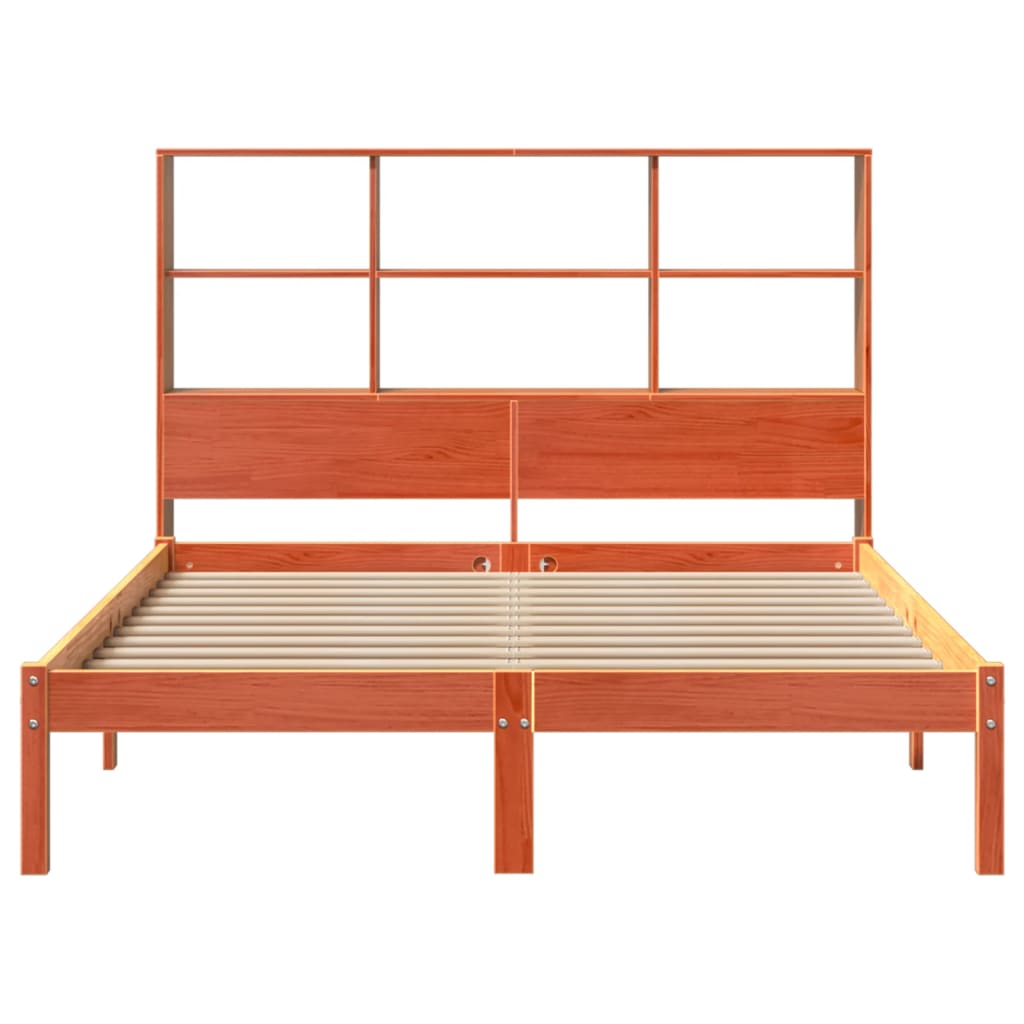 Bookcase Bed without Mattress Wax Brown 120x200 cm Solid Wood Pine