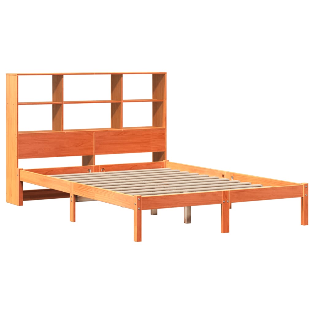 Bookcase Bed without Mattress Wax Brown 140x200 cm Solid Wood Pine