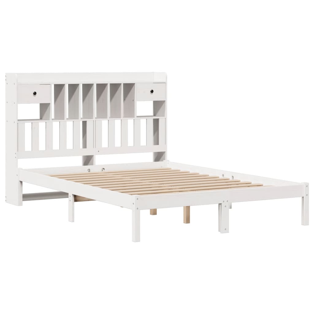 Bookcase Bed without Mattress White 160x200 cm Solid Wood Pine