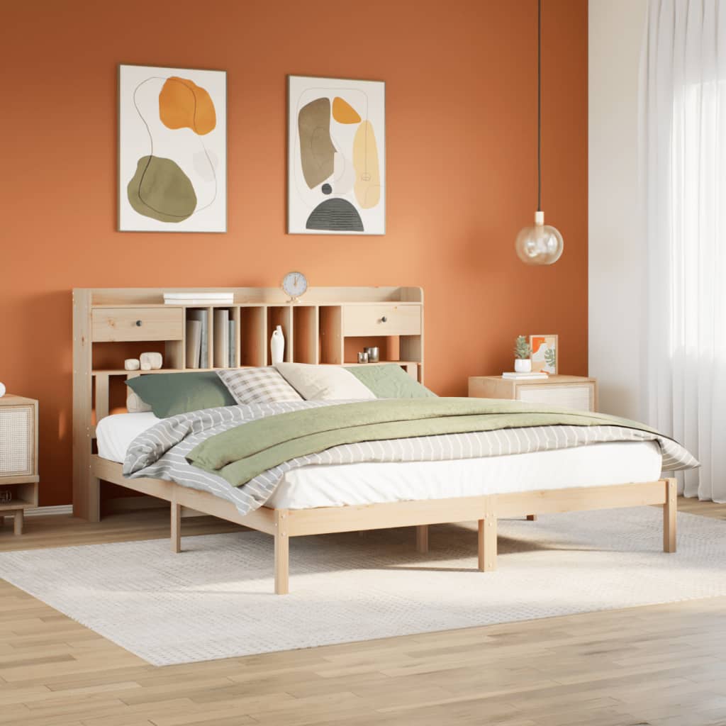 Bookcase Bed without Mattress 180x200 cm Super King Solid Wood Pine