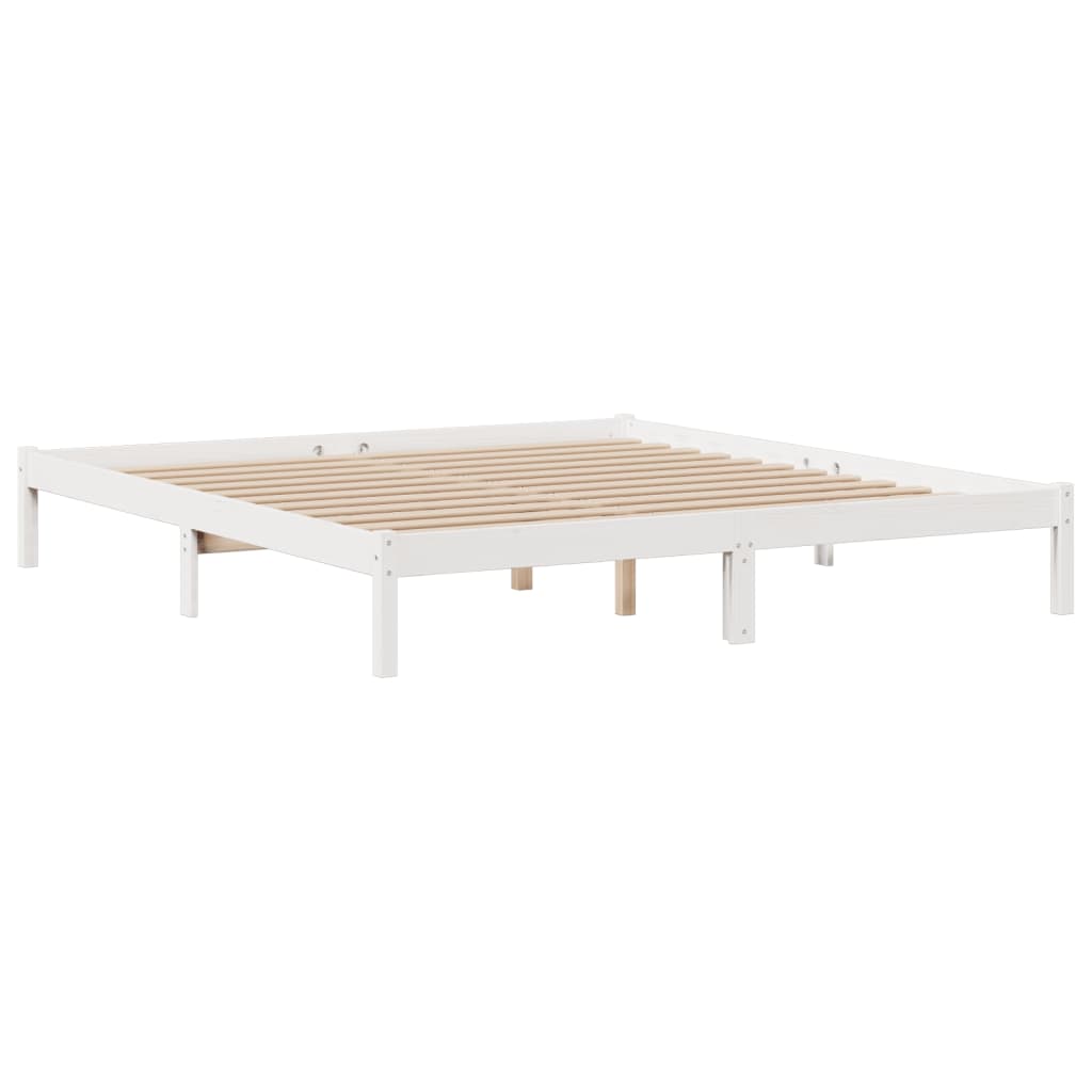 Bookcase Bed without Mattress White 180x200 cm Super King Solid Wood Pine