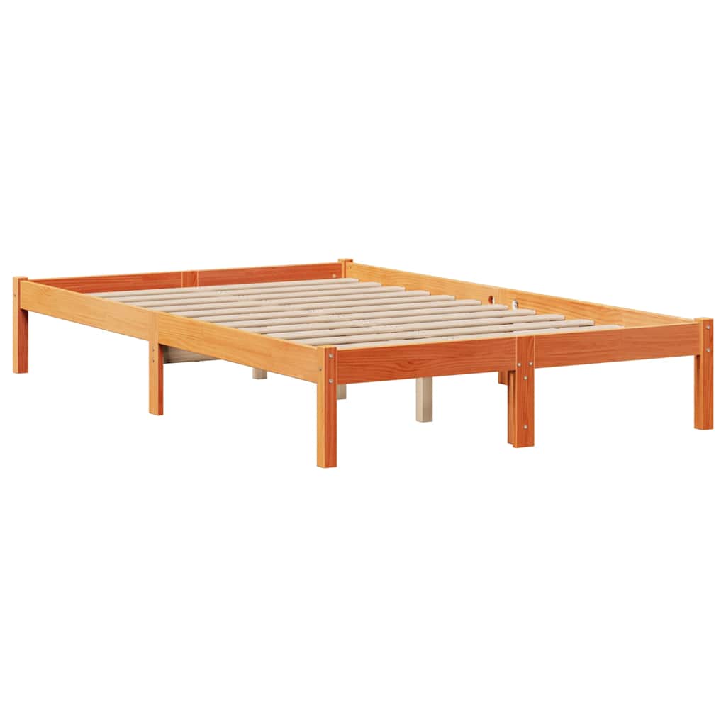 Bookcase Bed without Mattress Wax Brown 135x190 cm Double Solid Wood Pine