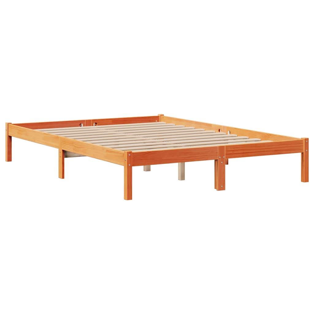 Bookcase Bed without Mattress Wax Brown 140x190 cm Solid Wood Pine