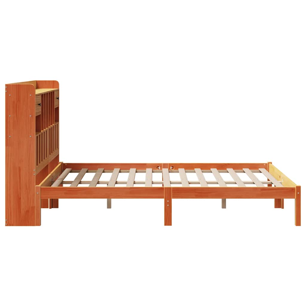 Bookcase Bed without Mattress Wax Brown 140x190 cm Solid Wood Pine