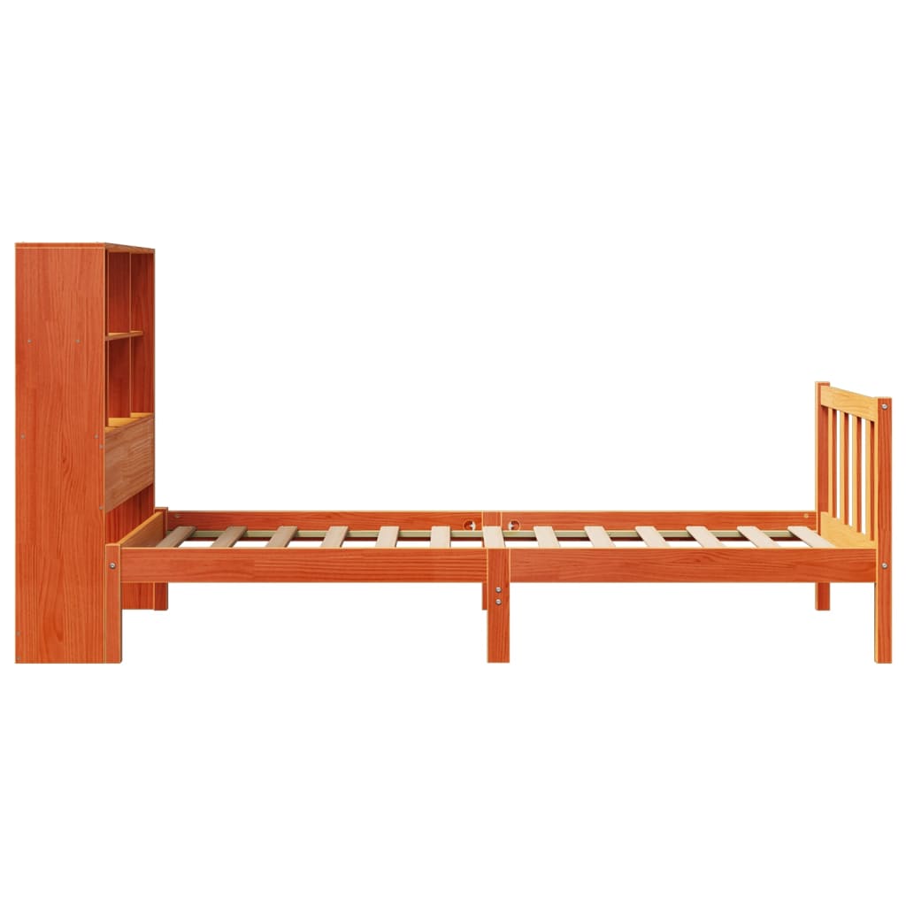 Bookcase Bed without Mattress Wax Brown 100x200 cm Solid Wood Pine