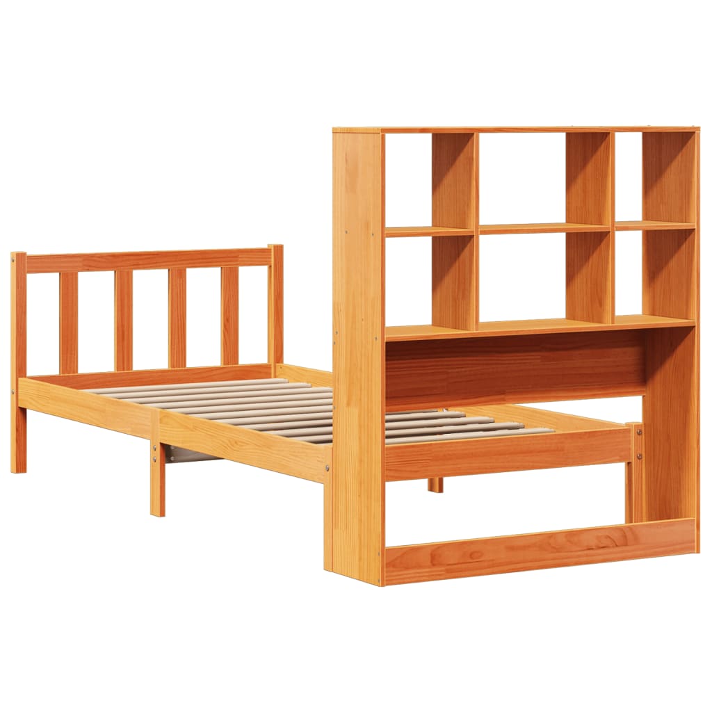 Bookcase Bed without Mattress Wax Brown 100x200 cm Solid Wood Pine