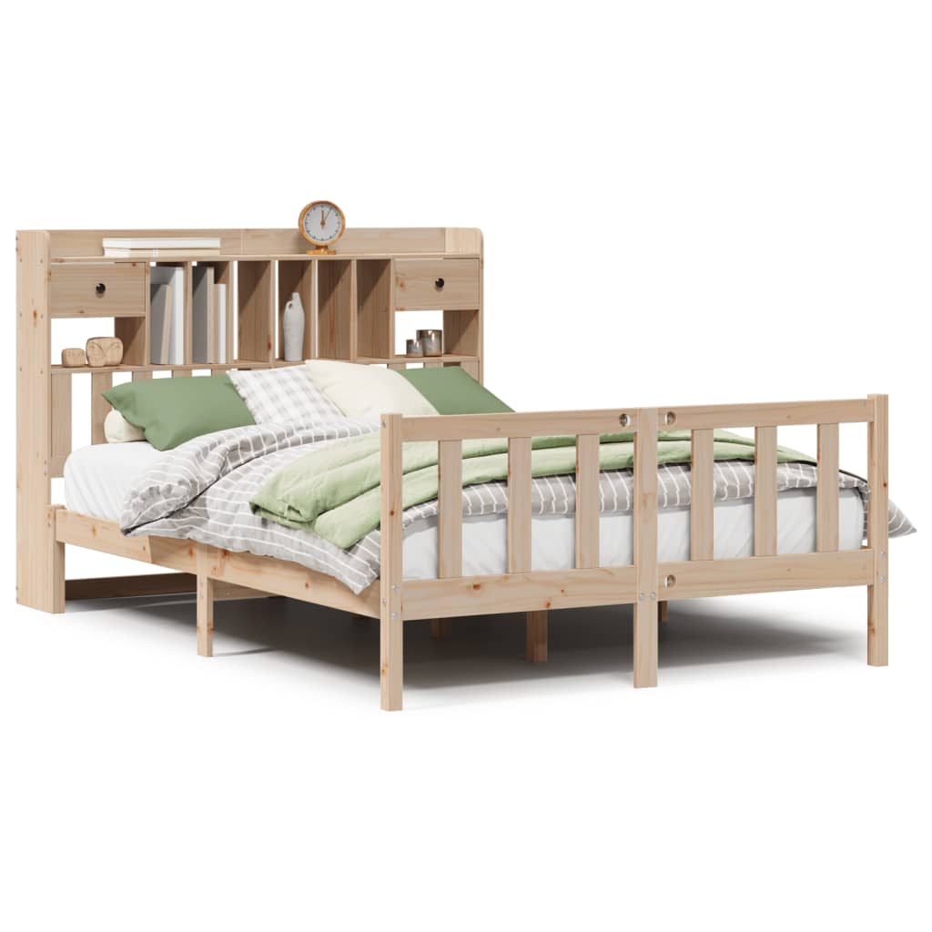 Bookcase Bed without Mattress 140x200 cm Solid Wood Pine