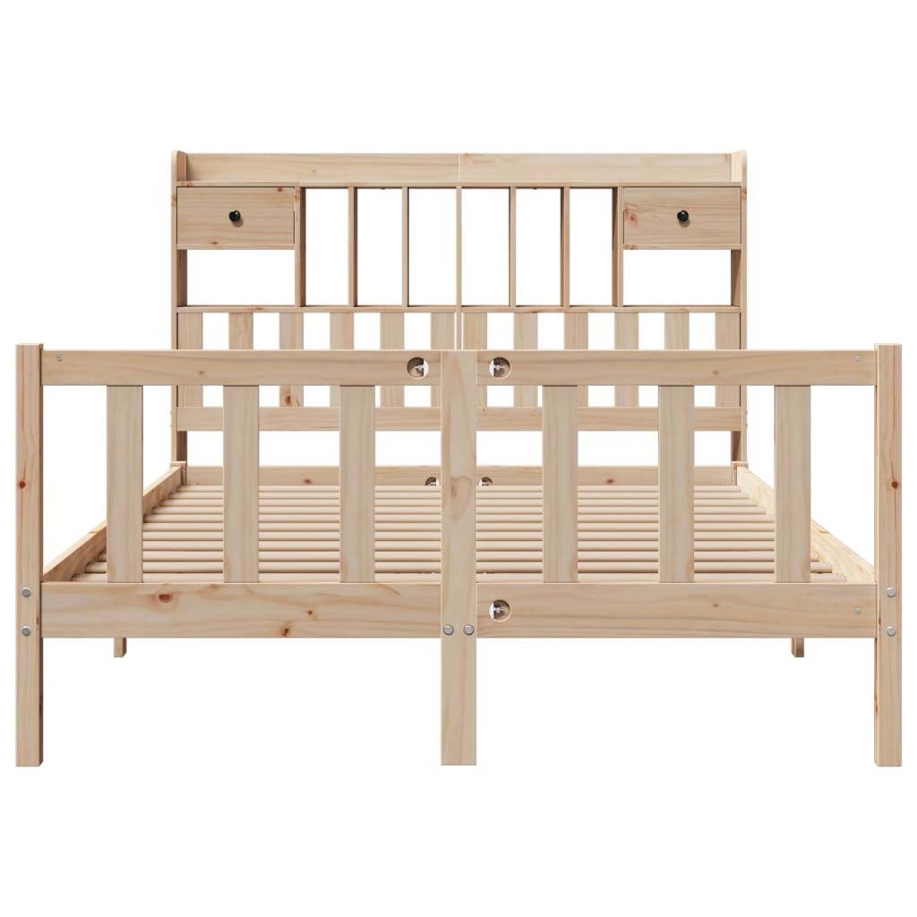 Bookcase Bed without Mattress 140x200 cm Solid Wood Pine
