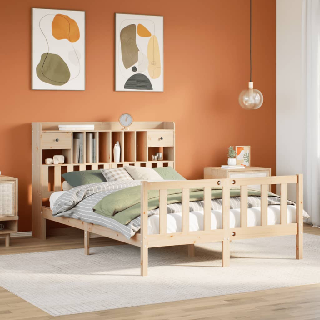 Bookcase Bed without Mattress 140x200 cm Solid Wood Pine
