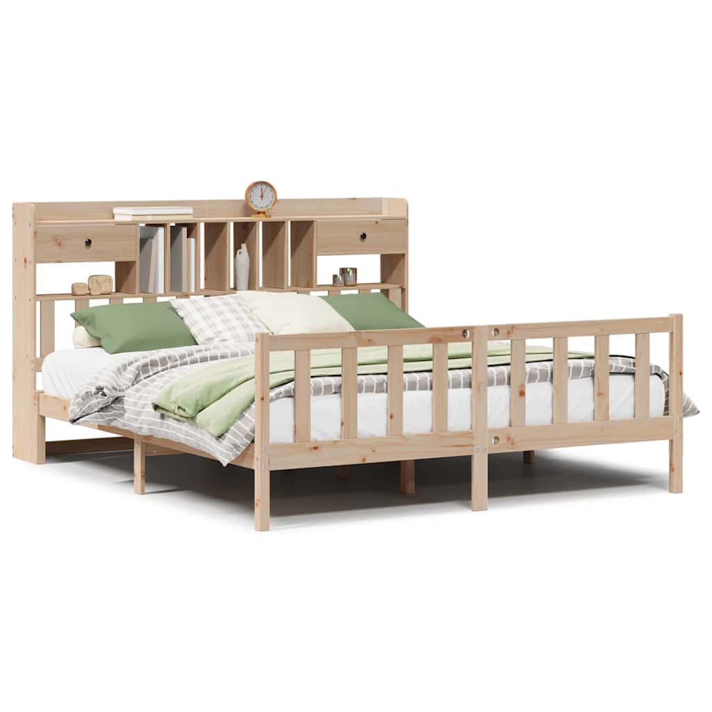 Bookcase Bed without Mattress 180x200 cm Super King Solid Wood Pine